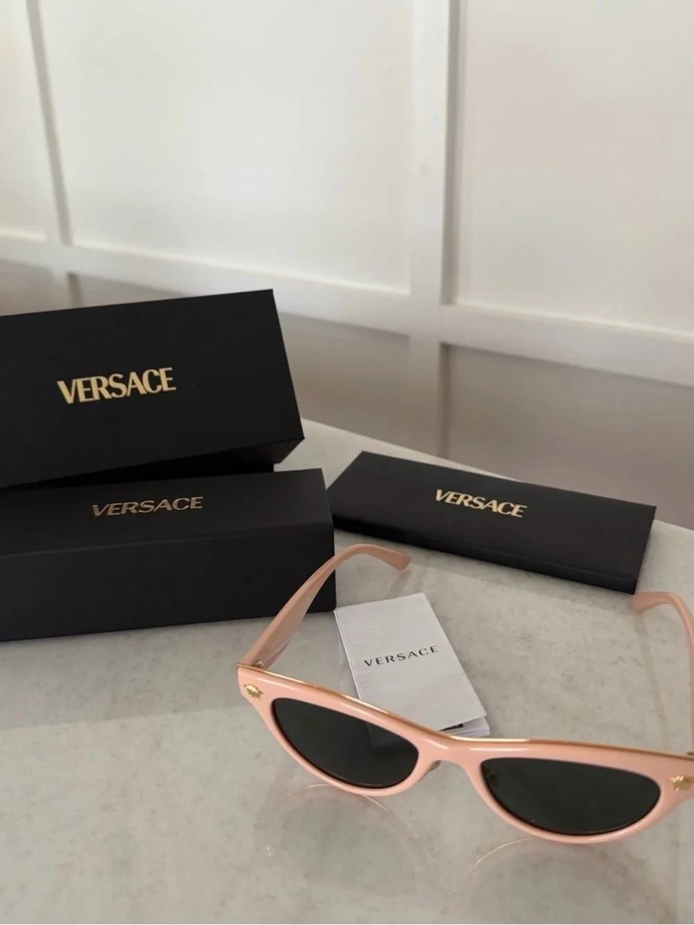 Versace Pink Cat-Eye Sunglasses with Gold Medusa Accents